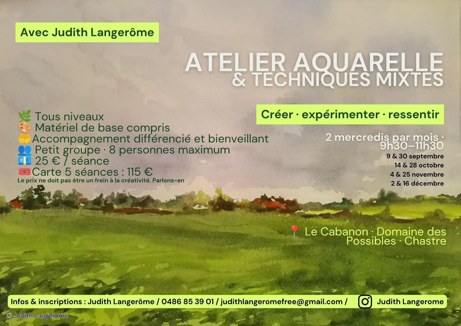 Ateliers créatifs aquarelles et techniques mixtes